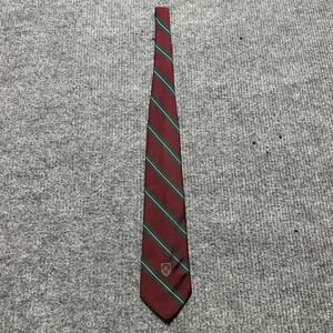WM Chelsea Ltd Tie Mens One Size Red Green Stripe Silk School Crest USA Necktie